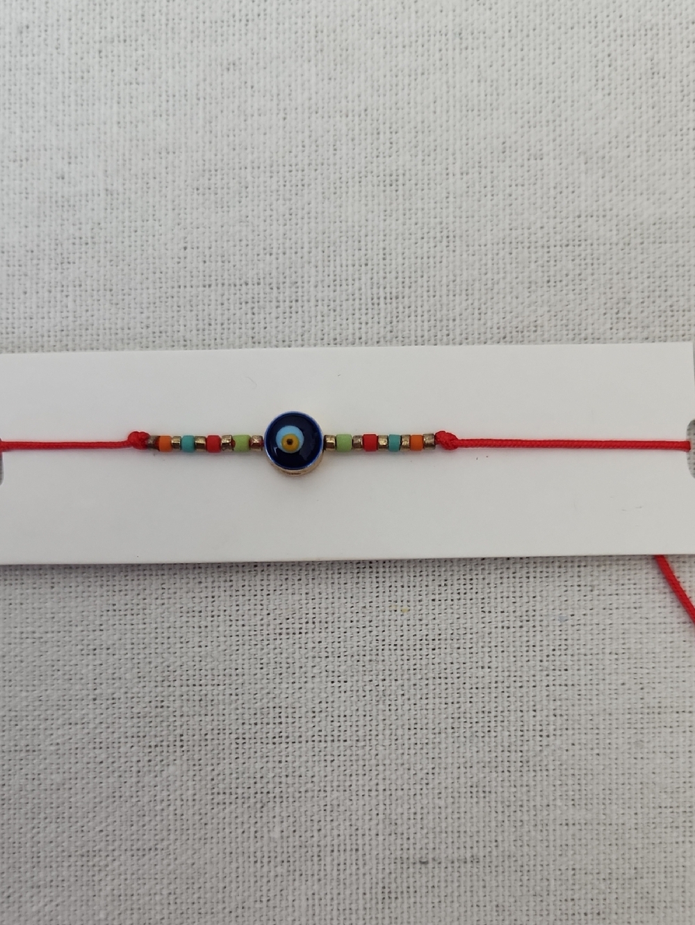 Evil Eye Bead Bracelet on Red Cord